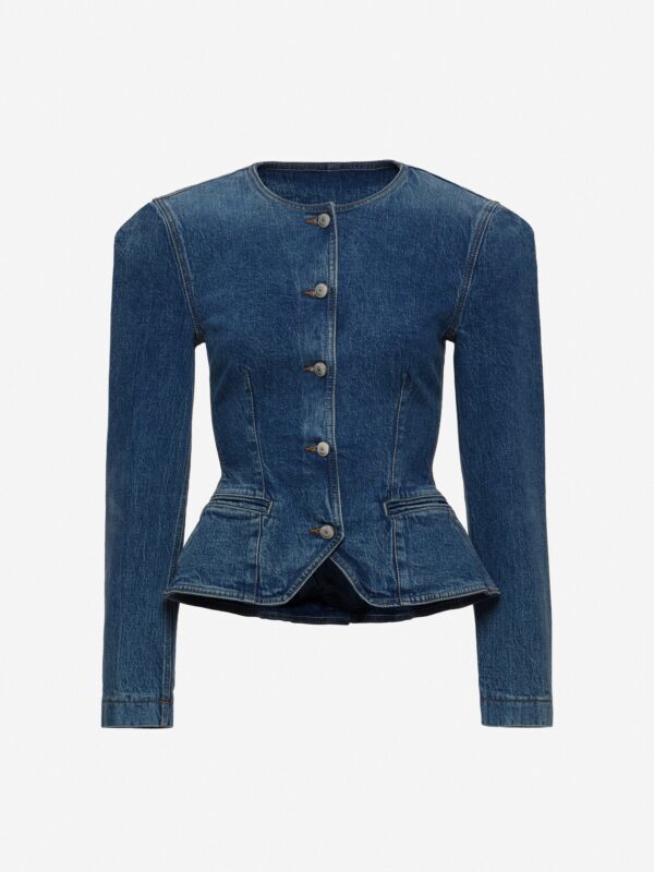 FITTED PEPLUM DENIM JACKET