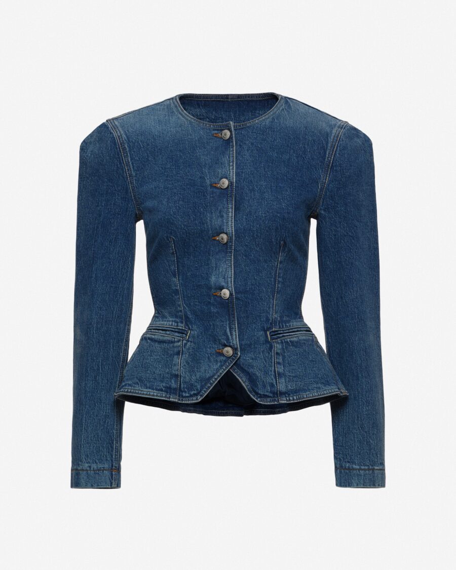 FITTED PEPLUM DENIM JACKET