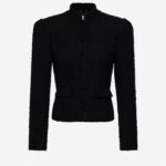 BOUCLÉ BLAZER WITH STAND COLLAR