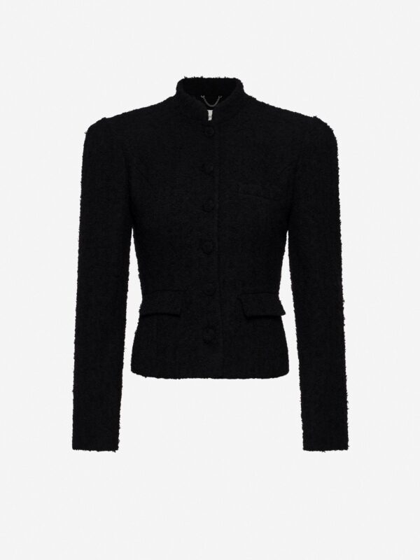 BOUCLÉ BLAZER WITH STAND COLLAR