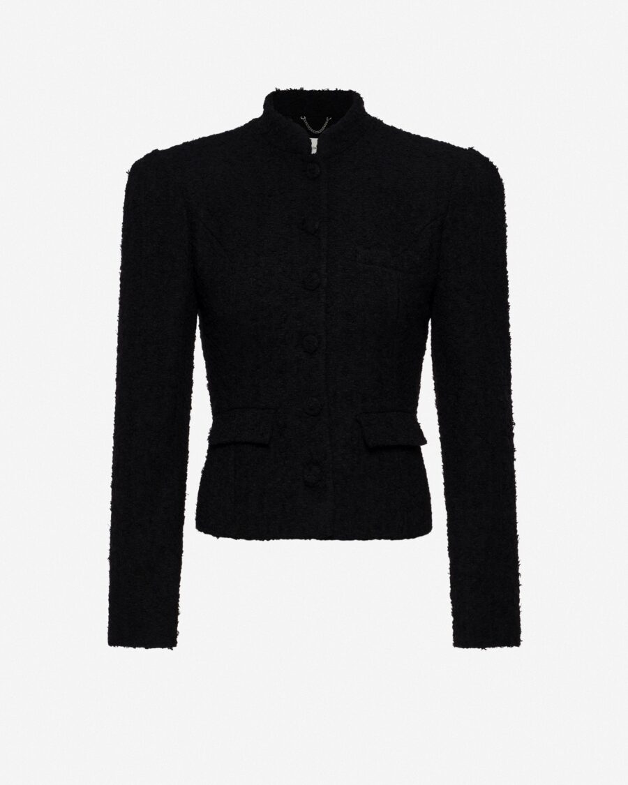 BOUCLÉ BLAZER WITH STAND COLLAR
