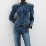 FITTED PEPLUM DENIM JACKET
