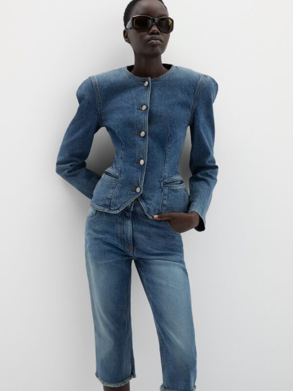 FITTED PEPLUM DENIM JACKET
